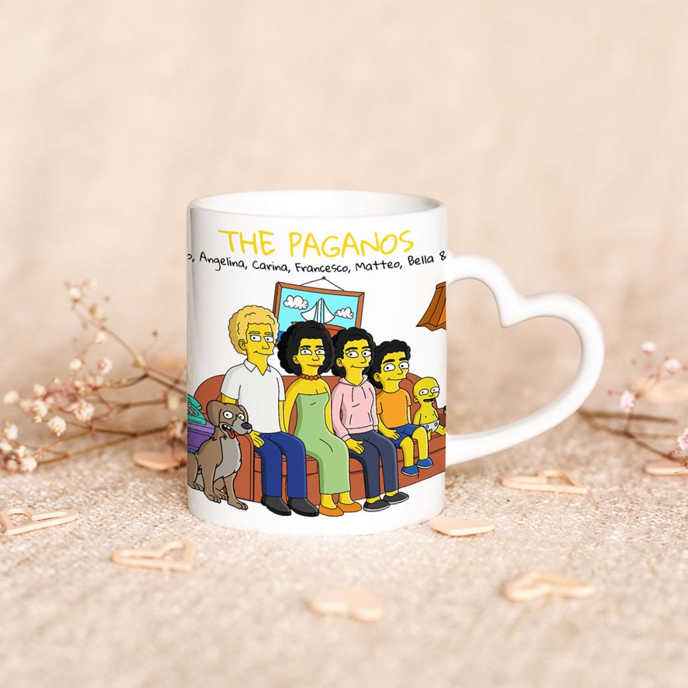 Tazza Personalizzata con Illustrazione della Famiglia dei Cartoni Animati