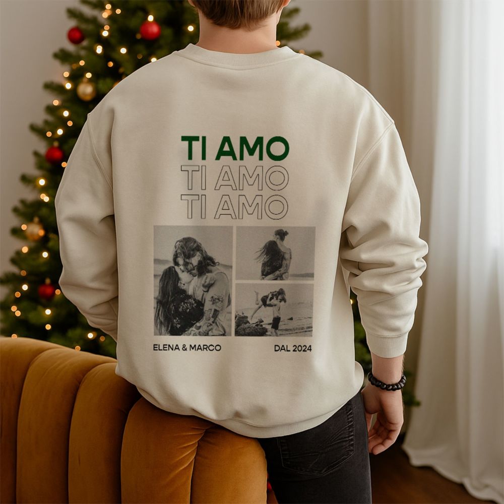 Personalisierbarer Pullover mit Schwarz Weiß Fotos und Text Personalisierbarer Pullover mit Schwarz Weiß Fotos und Text