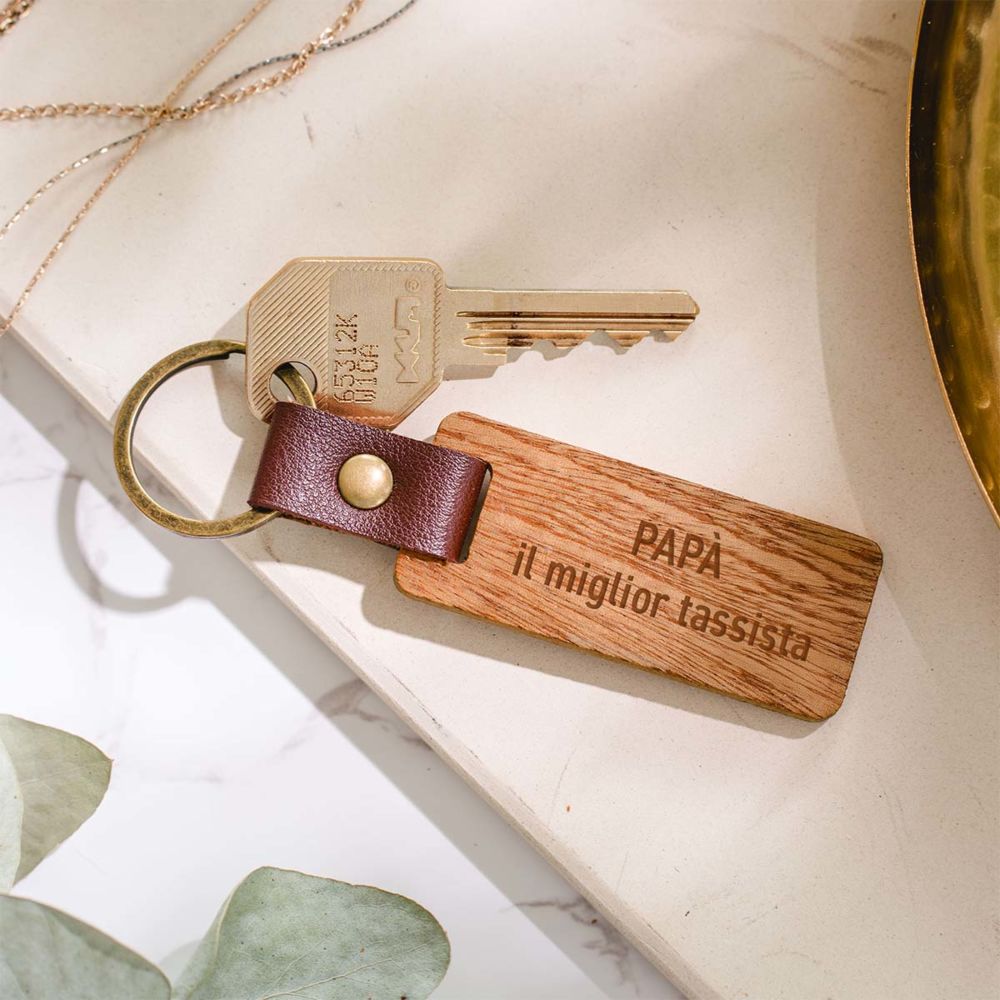 Portachiavi Personalizzato in Legno con Testo