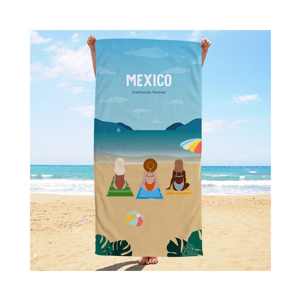 Telo Mare Personalizzato Illustrazione di Amiche in Spiaggia
