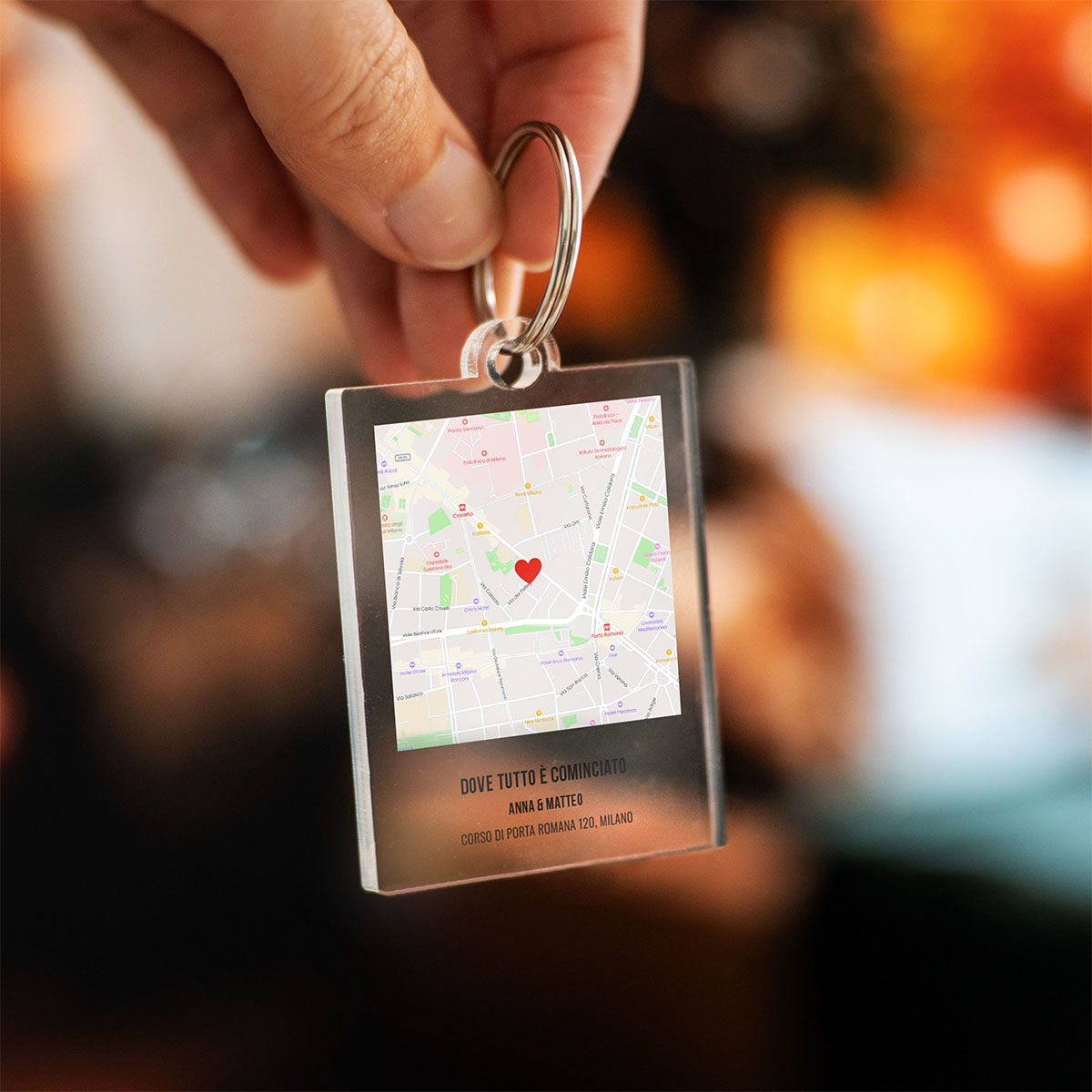 Portachiavi Personalizzato in Acrilico Mappa Dove tutto è iniziato