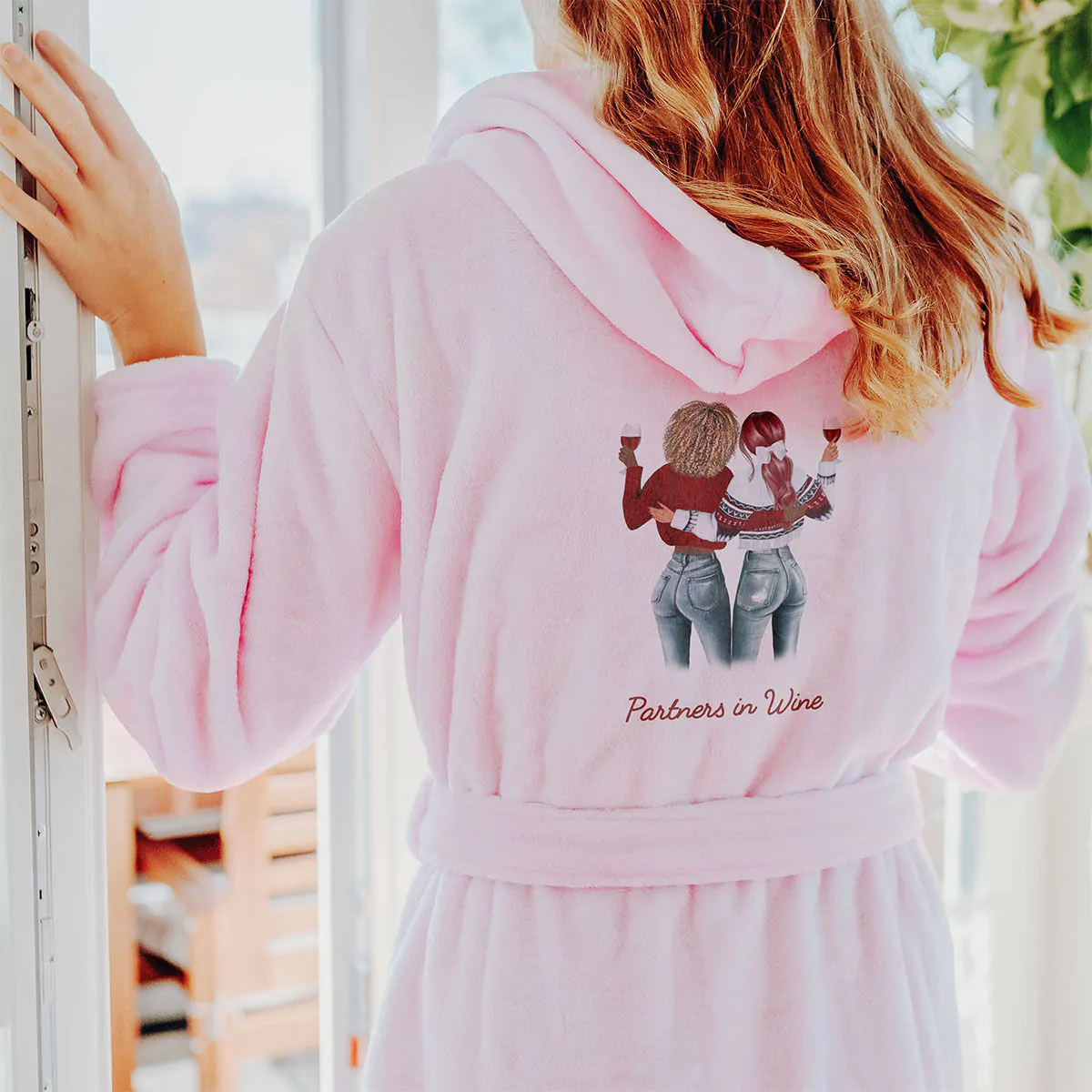 Accappatoio Personalizzato con Illustrazione di due Amiche