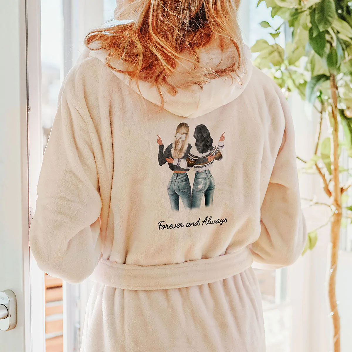 Accappatoio Personalizzato con Illustrazione di due Amiche