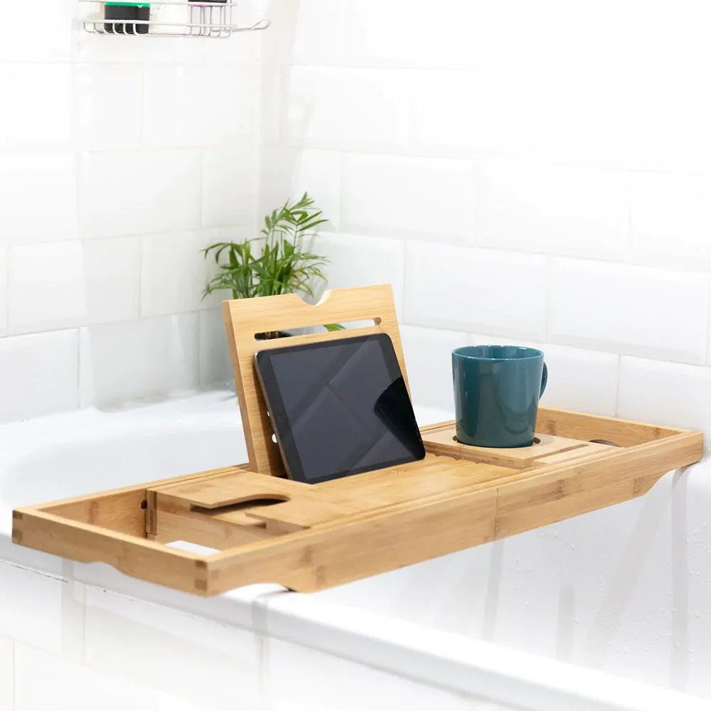 Vassoio in Legno di Bambù per la Vasca da Bagno
