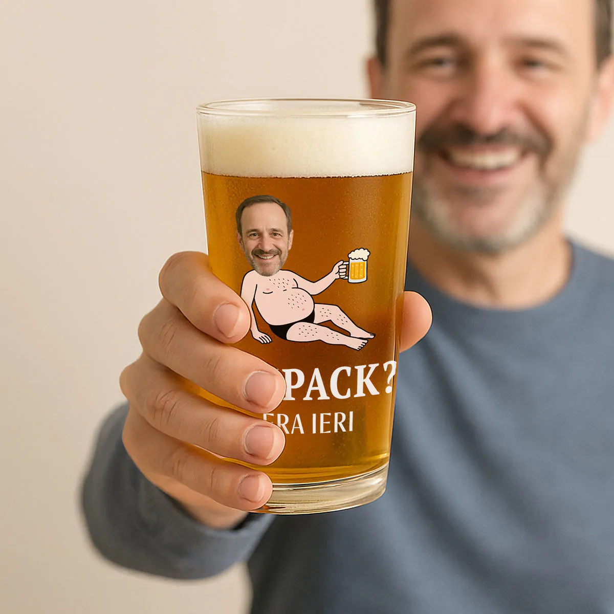 Personalisierbares Bierglas Dad Body