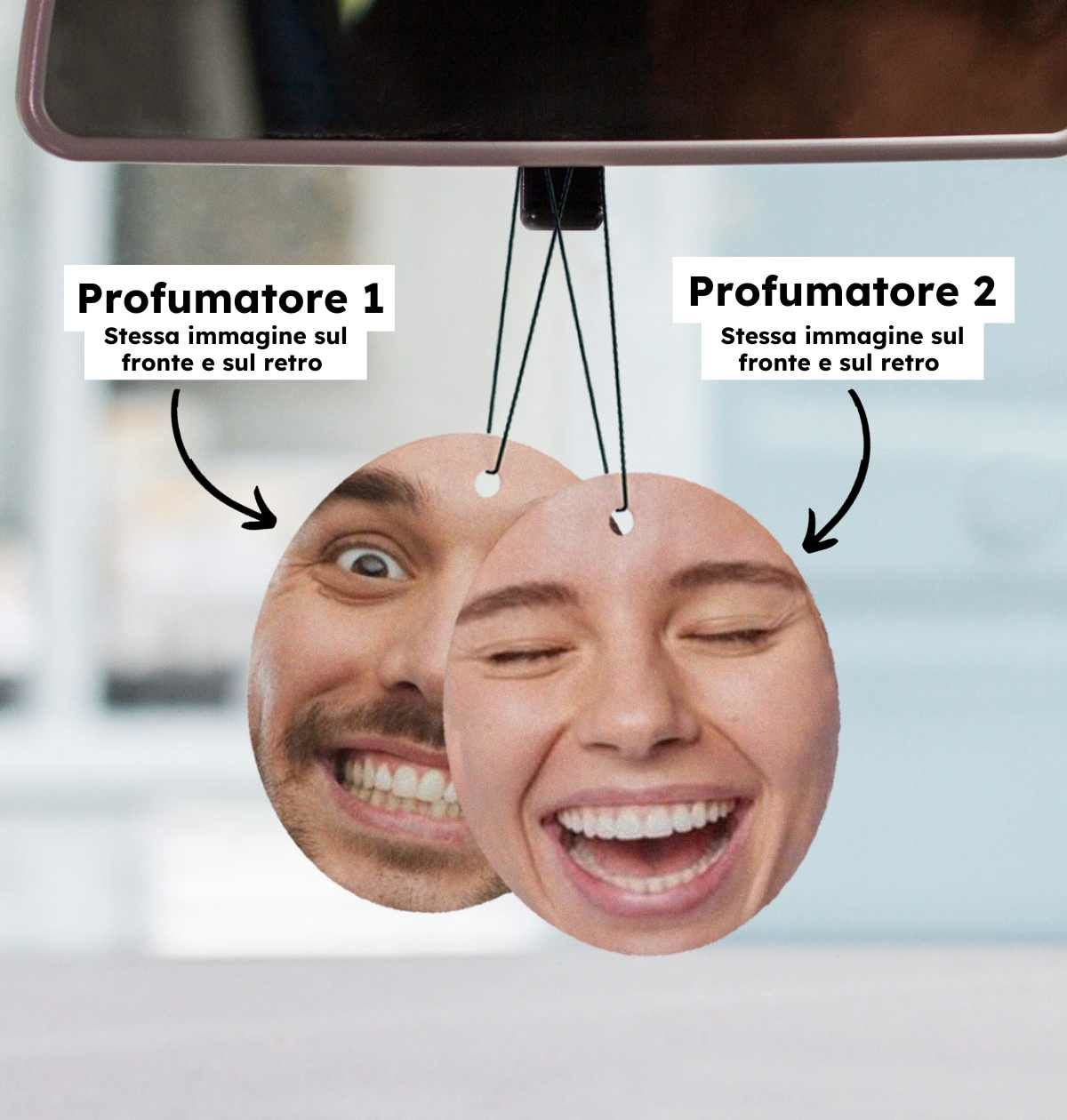 Profumatore Auto Personalizzato con Faccia set da 2