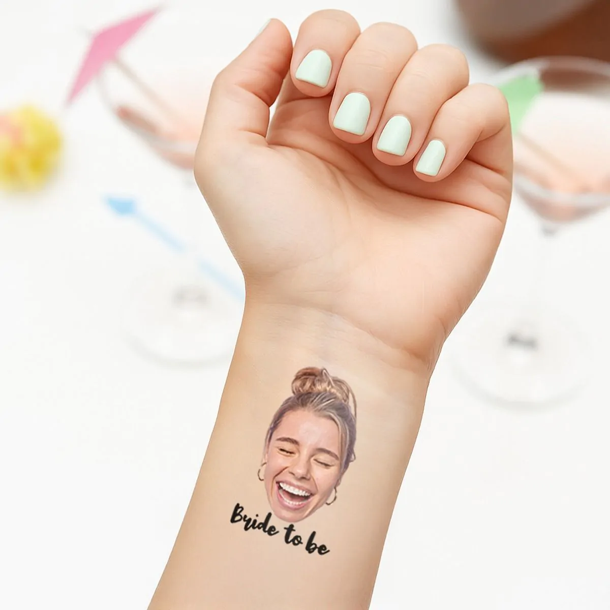 Set di 6 Tatuaggi Personalizzati con Faccia e Testo