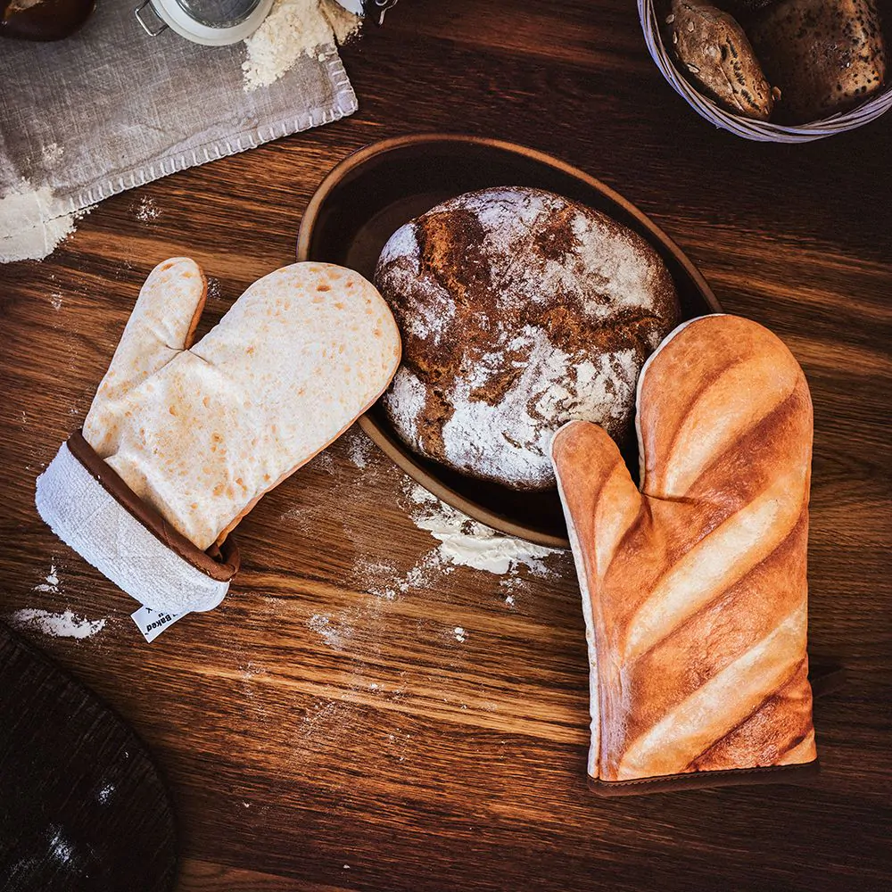 Guanti da Forno in Stile Pane Bianco