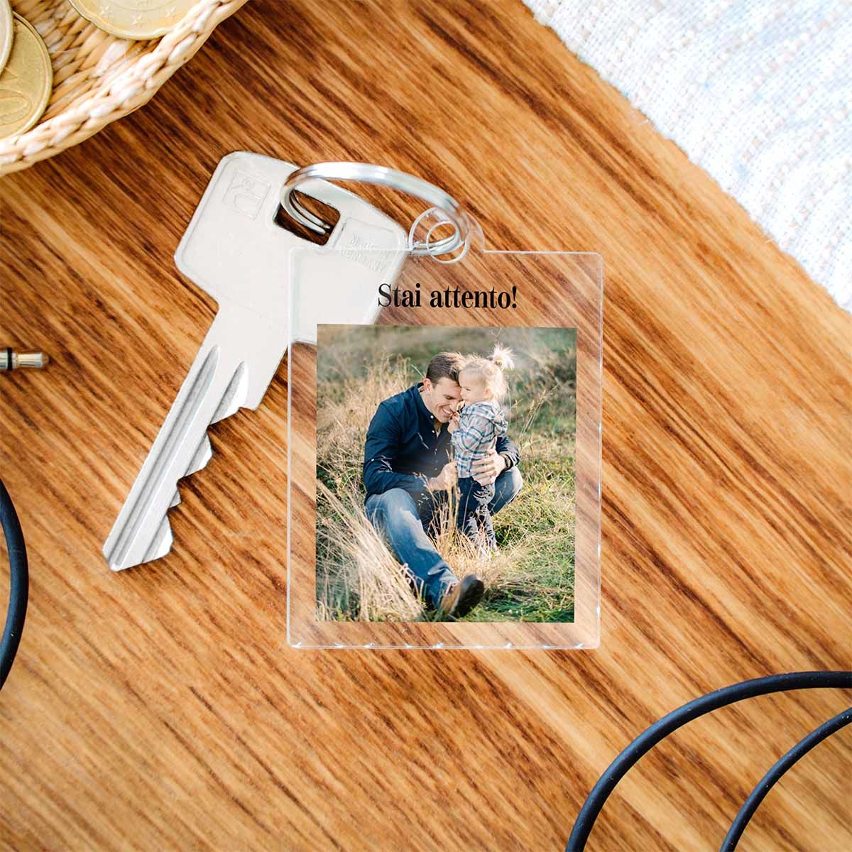 Portachiavi Personalizzato in Acrilico con Foto e Testo