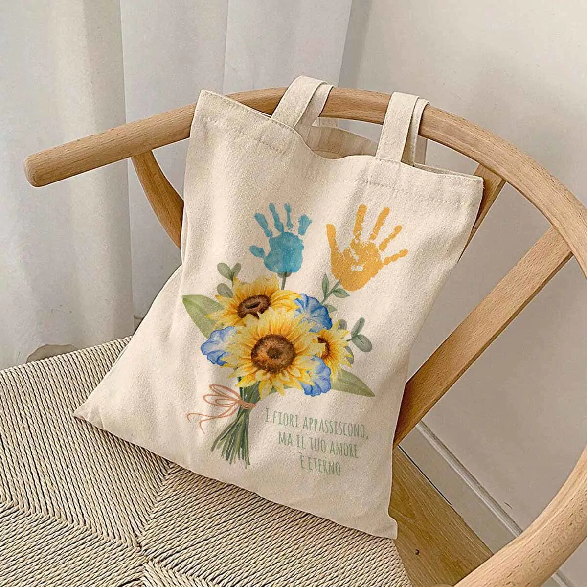 Borsa Personalizzata Bouquet di Fiori con Impronta della Mano