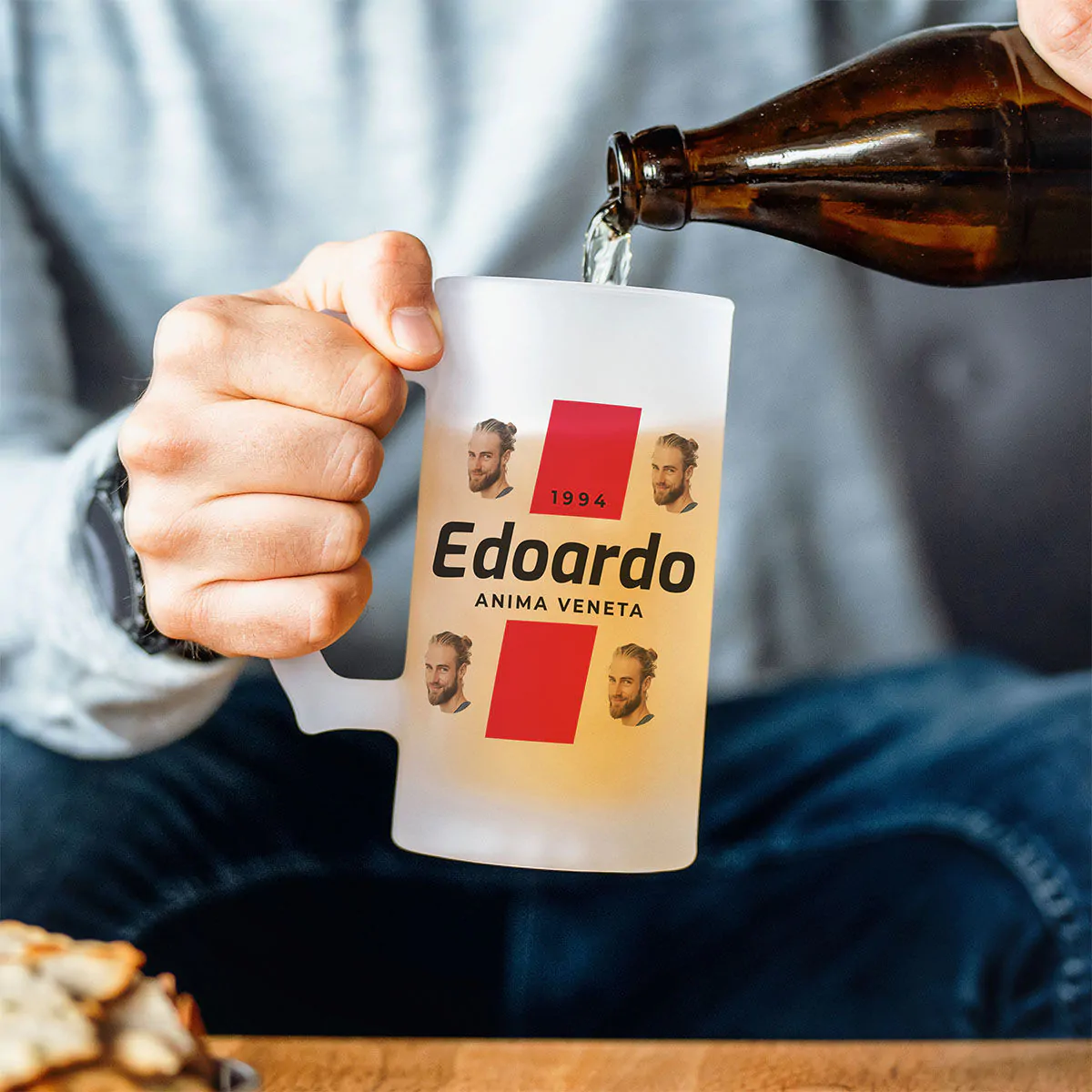 Boccale da Birra Personalizzato con Logo e 4 Volti