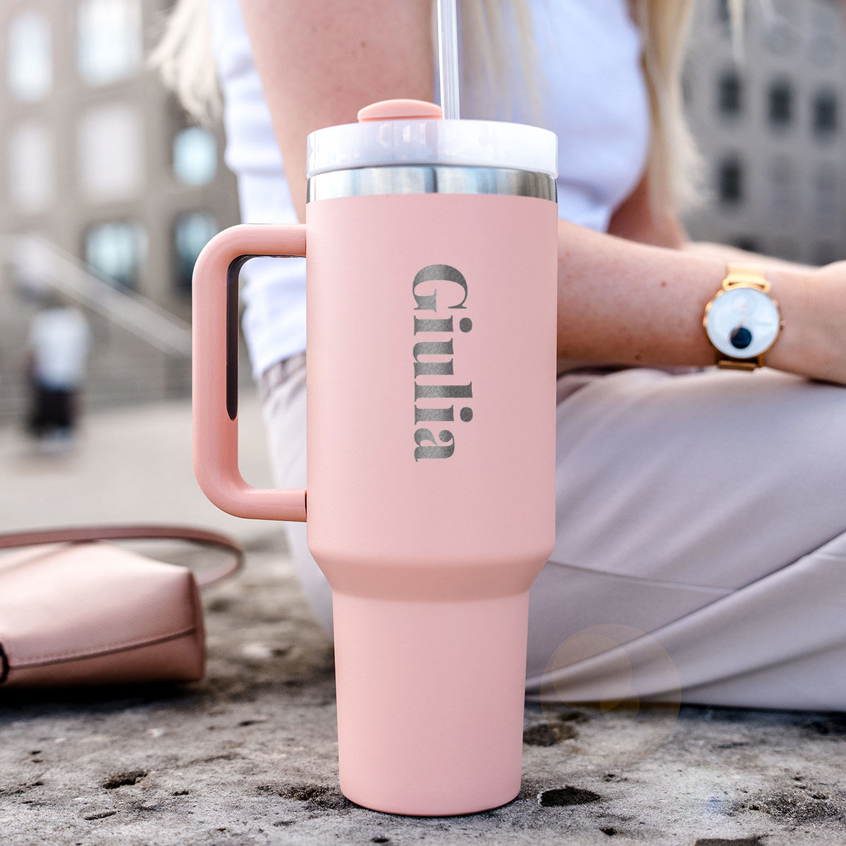 Bicchiere Personalizzato con Cannuccia e Testo