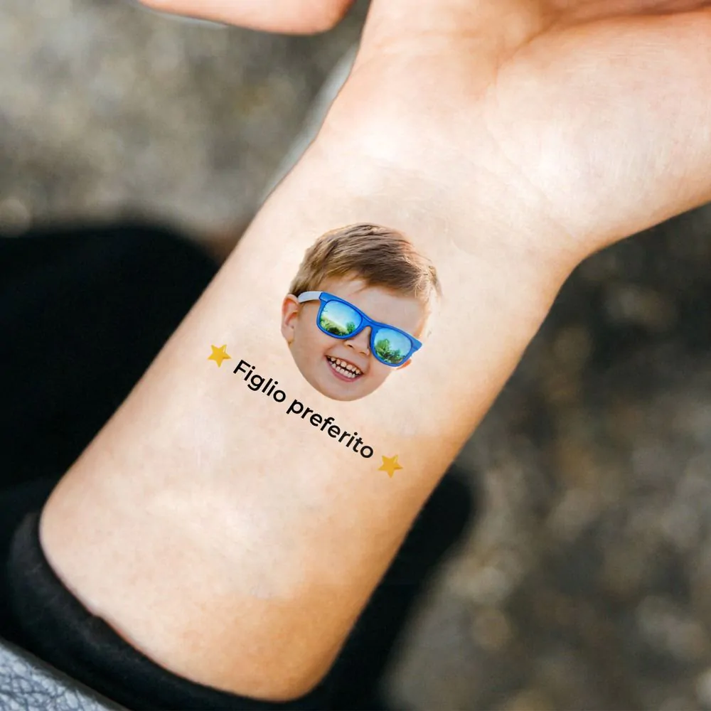 Set di 6 Tatuaggi Personalizzati con Faccia e Testo