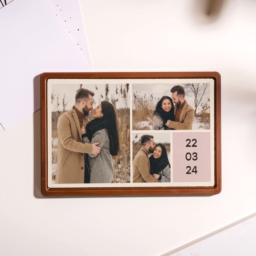 Cioccolatini Personalizzati Biglietto d‘Auguri con 3 Foto e Testo