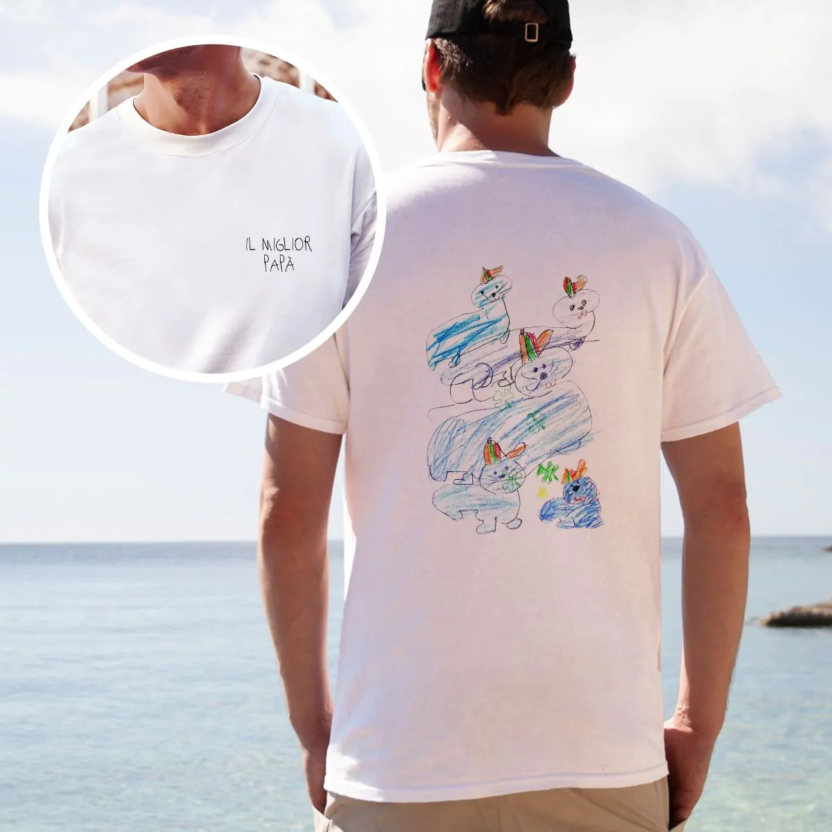 Maglietta Personalizzata con Disegno dei Bambini fronte e retro