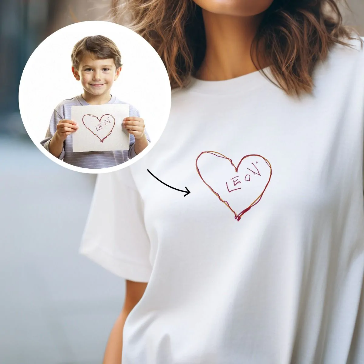 Maglietta Personalizzata con Disegno dei Bambini davanti