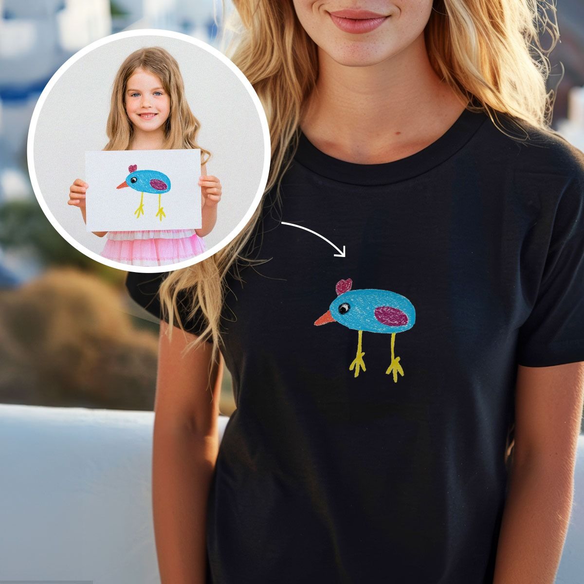 Maglietta Personalizzata con Disegno dei Bambini davanti