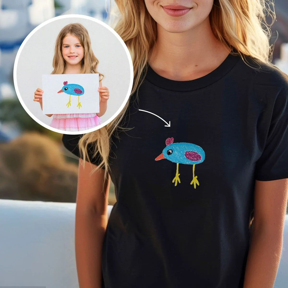 Maglietta Personalizzata con Disegno dei Bambini davanti
