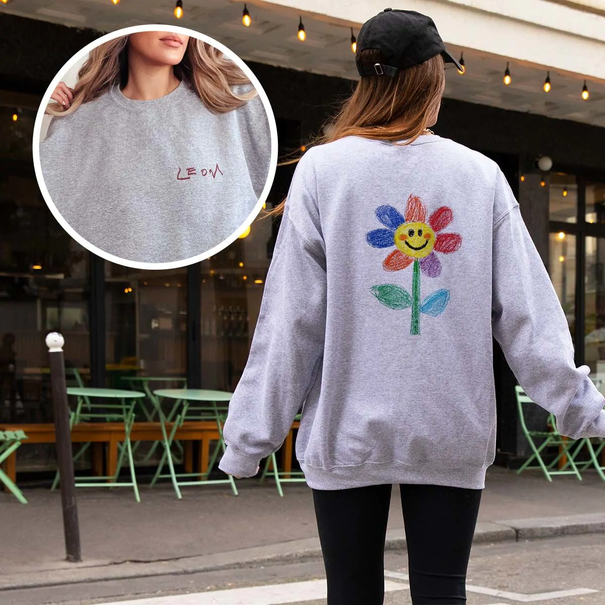 Felpa Personalizzata con Disegno dei Bambini fronte e retro