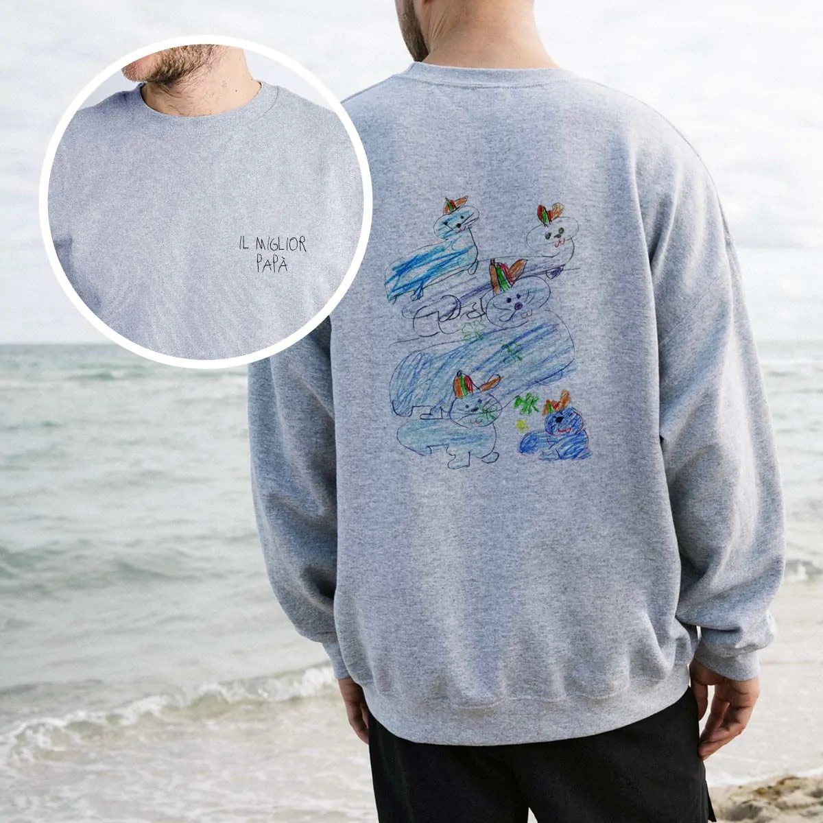 Felpa Personalizzata con Disegno dei Bambini fronte e retro