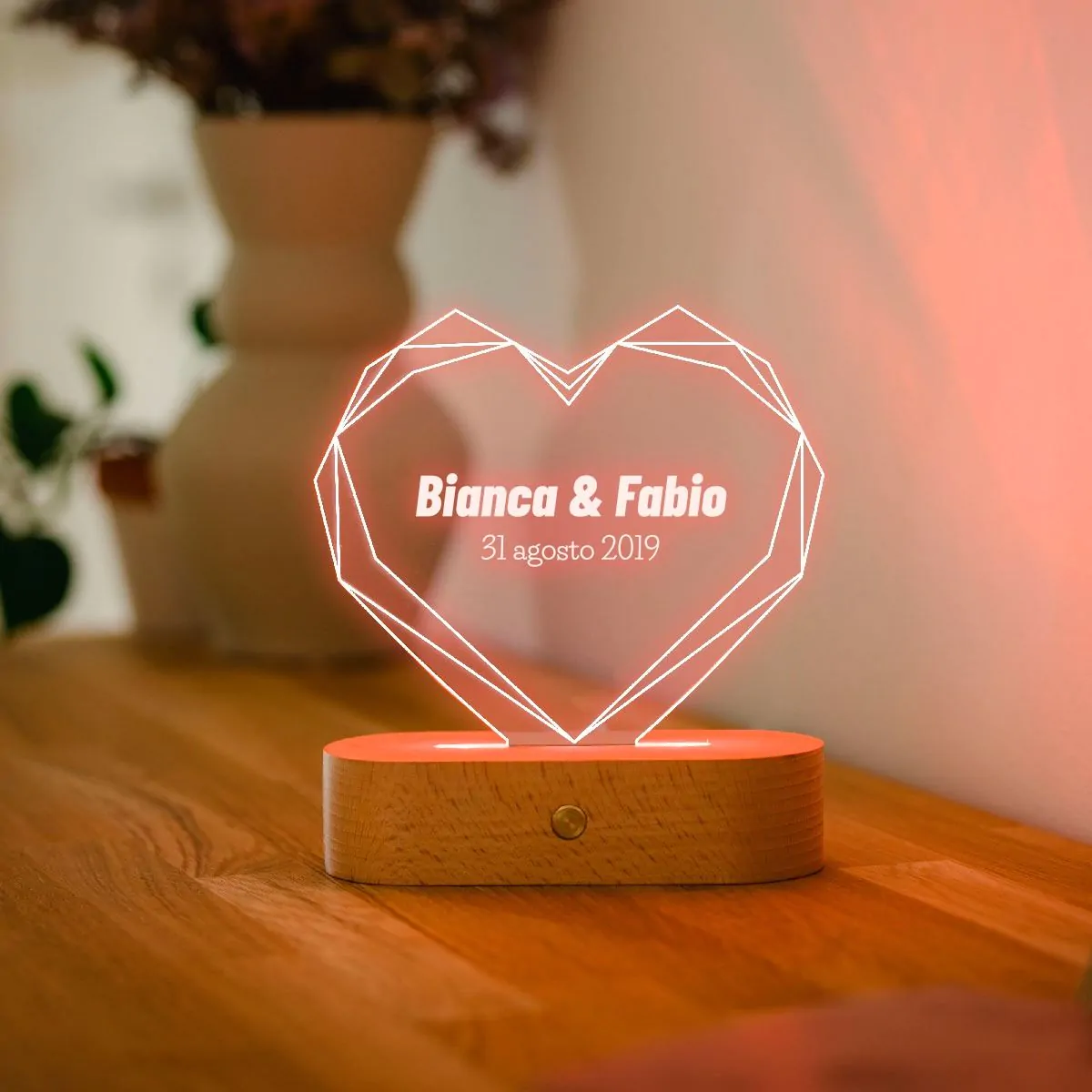 Lampada LED Cuore Personalizzata