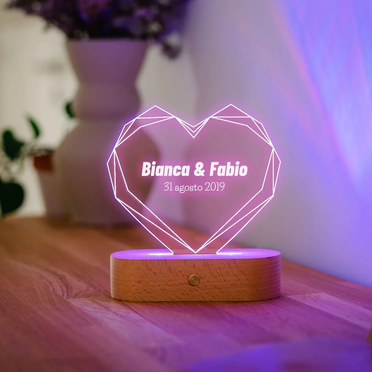 Lampada LED Cuore Personalizzata