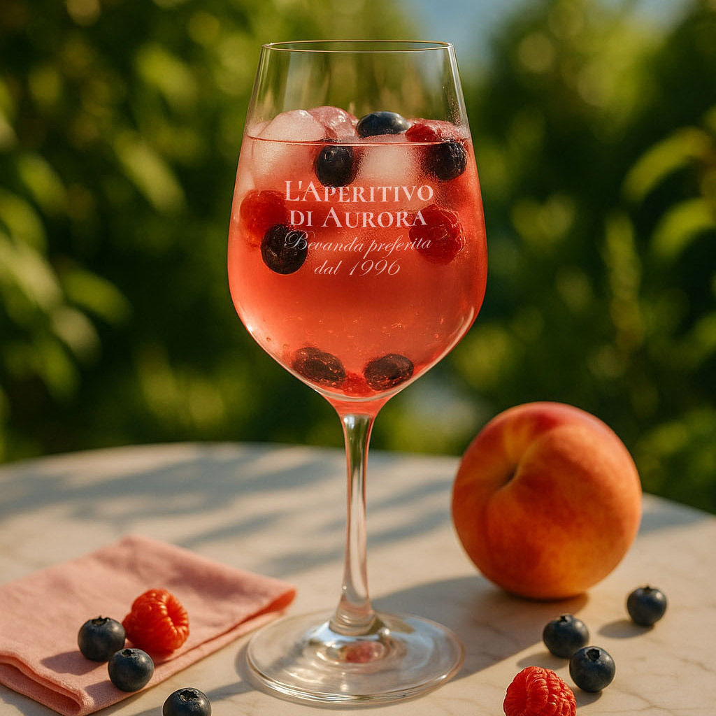 Leonardo Bicchiere da vino per Lillet, 460 ml, con incisione, bicchiere da cocktail personalizzato, il regalo perfetto per le donne, per Sarti Spruzzi, Aperol e vino, lavabile in lavastoviglie