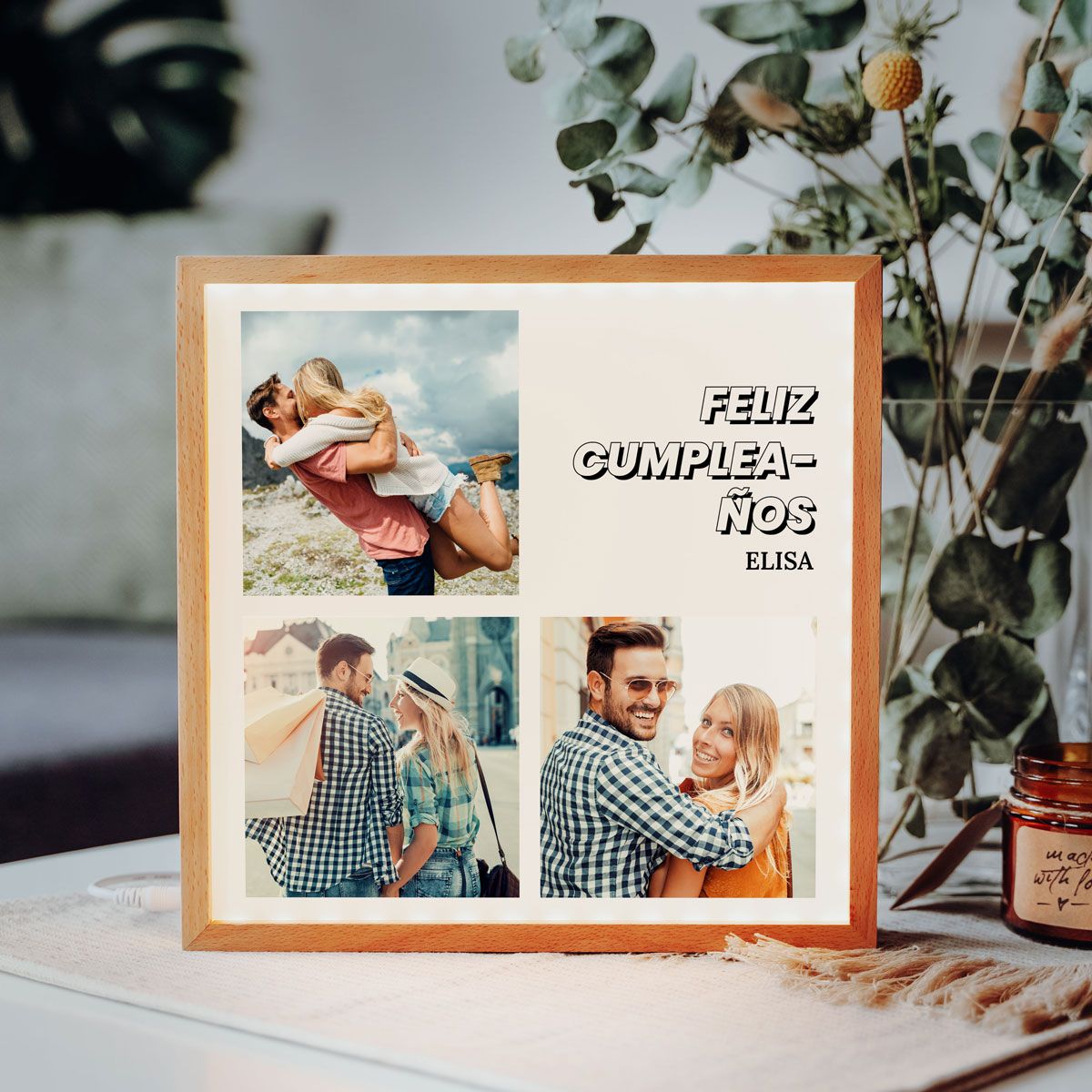 Light Box Personalizzata con 3 Foto e Testo
