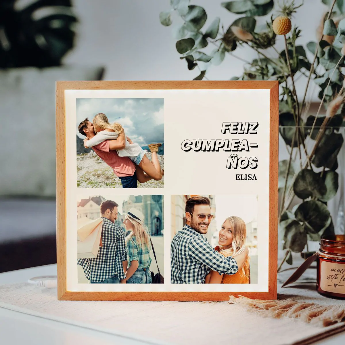 Light Box Personalizzata con 3 Foto e Testo