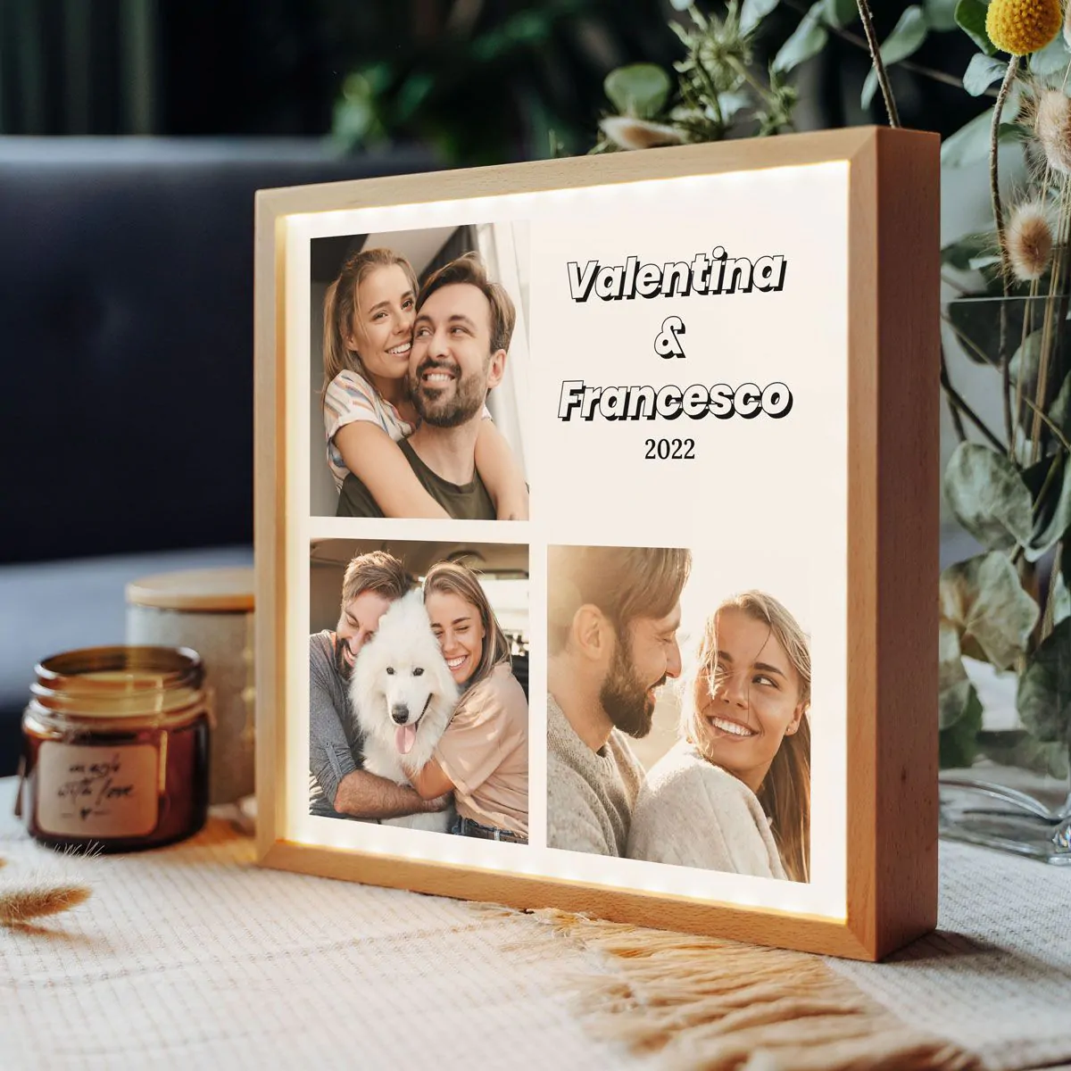 Light Box Personalizzata con 3 Foto e Testo