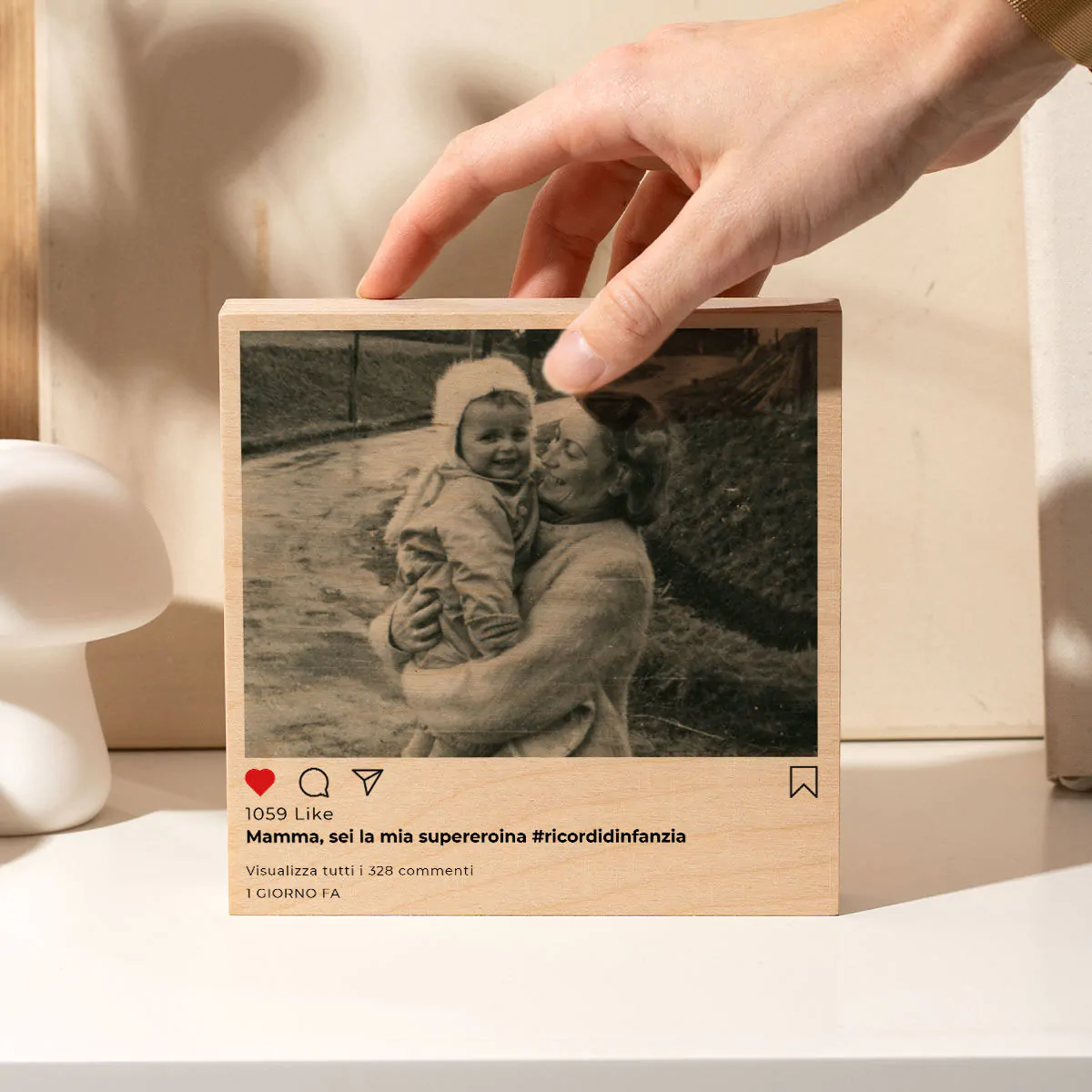 Stampa su Legno Quadrato in Stile Instagram