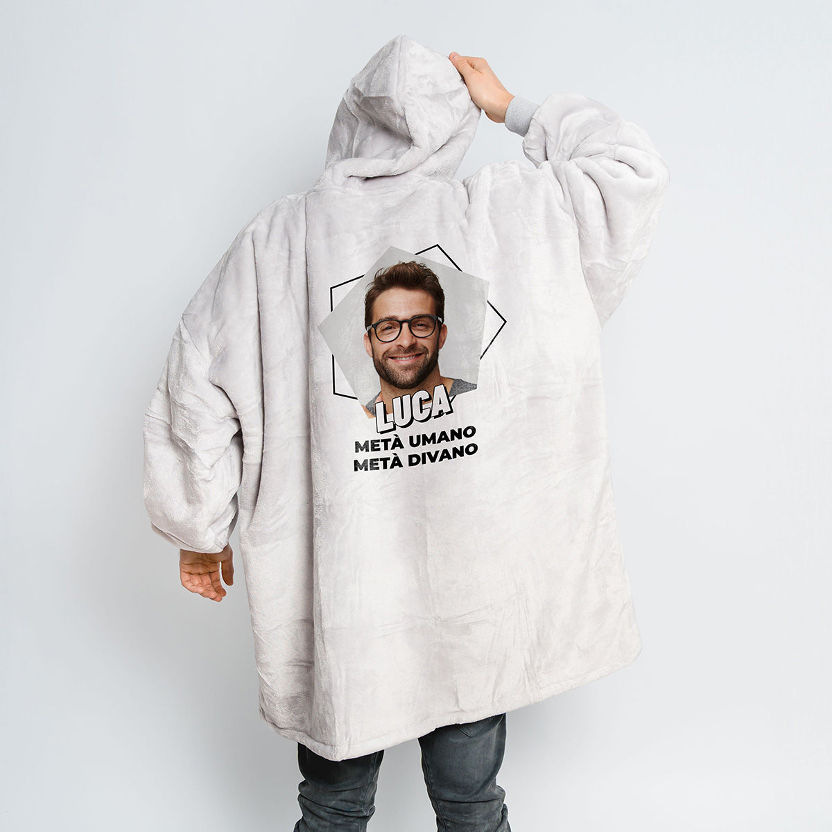 Coperta con Cappuccio Personalizzata con Foto e Testo