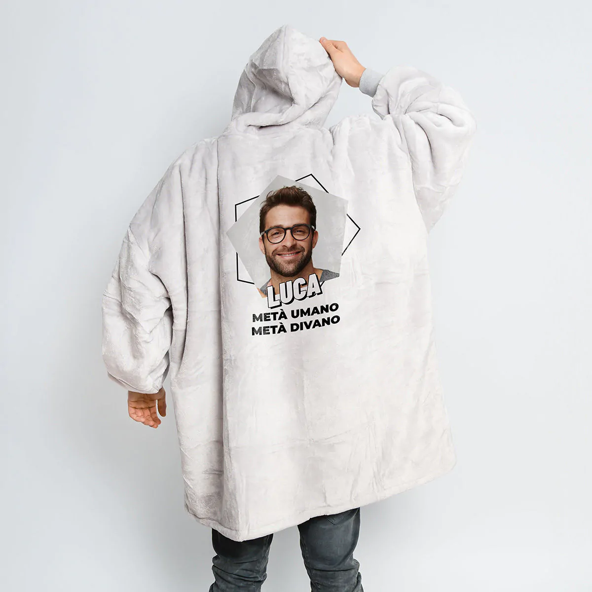 Coperta con Cappuccio Personalizzata con Foto e Testo