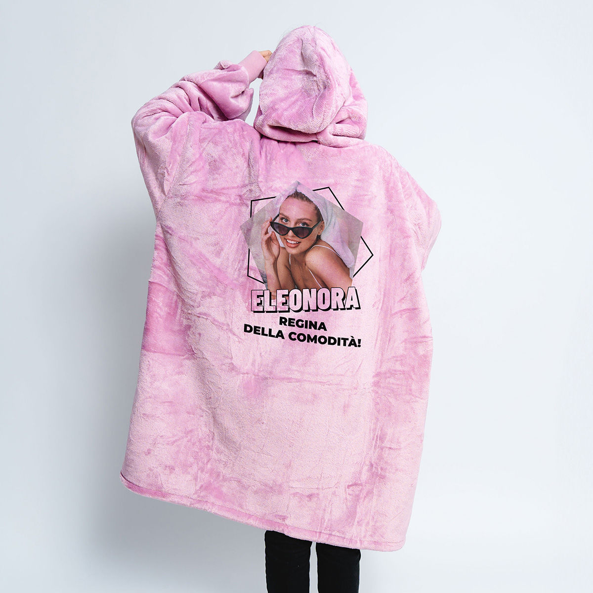 Coperta con Cappuccio Personalizzata con Foto e Testo