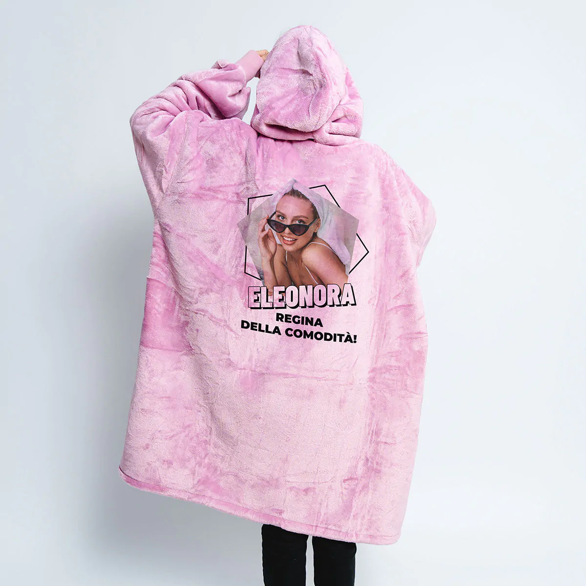 Coperta con Cappuccio Personalizzata con Foto e Testo
