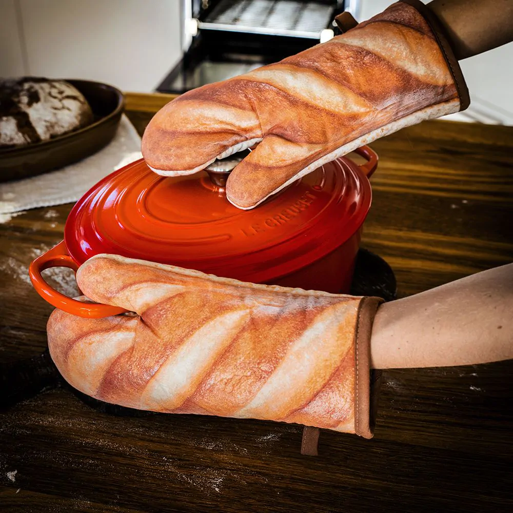 Guanti da Forno in Stile Pane Bianco