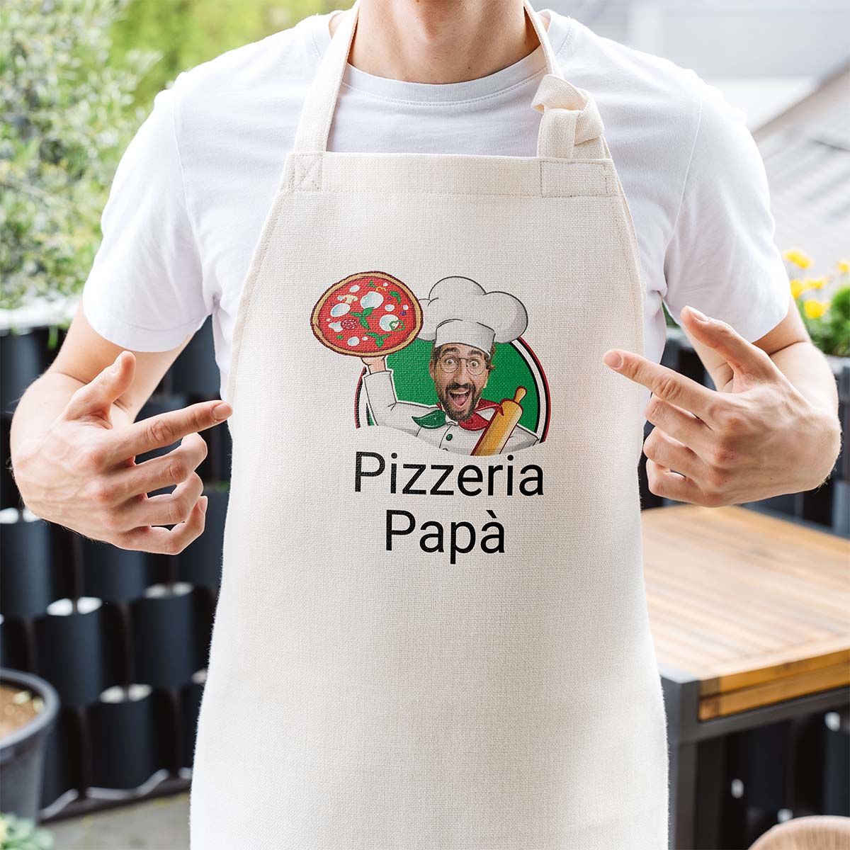 Grembiule da Cucina Personalizzato Pizzeria con Viso Troppotogo