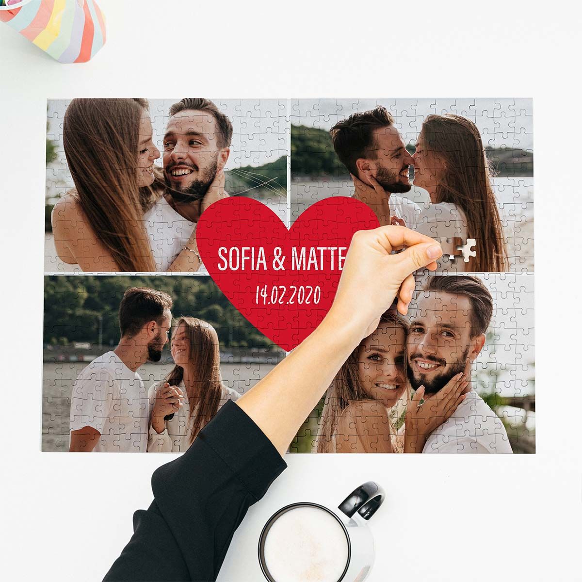 Puzzle Personalizzato con 4 Foto e Testo