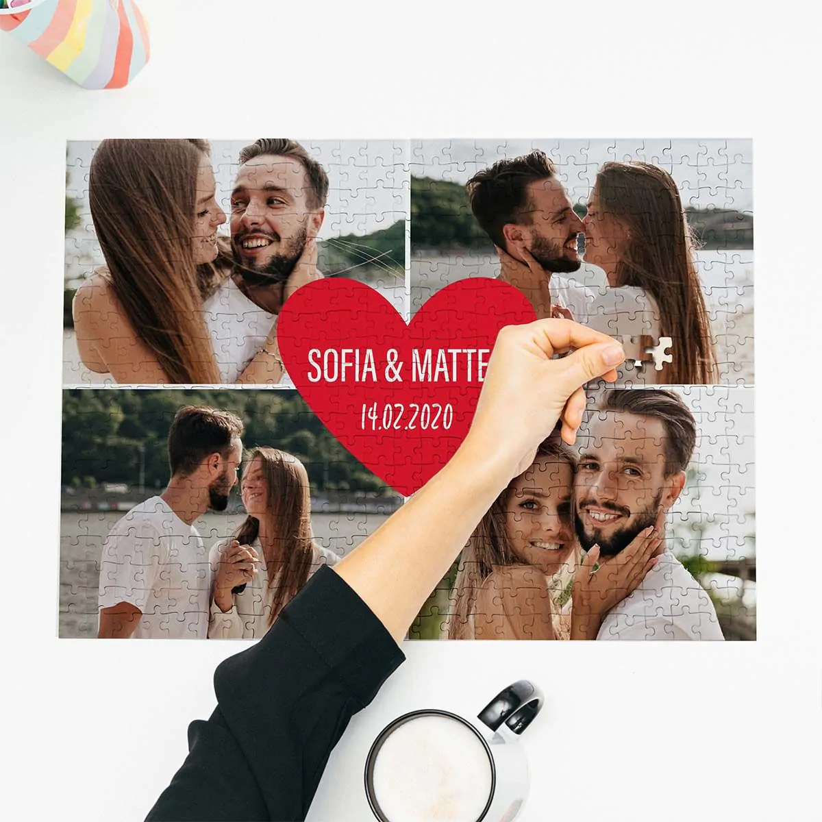 Puzzle Personalizzato con 4 Foto e Testo