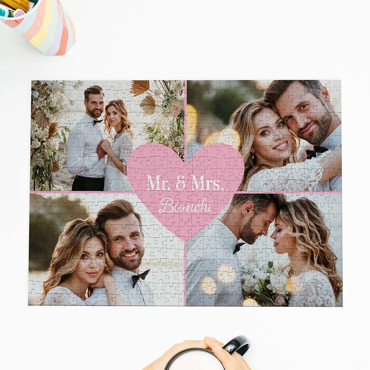 Puzzle Personalizzato con 4 Foto e Testo