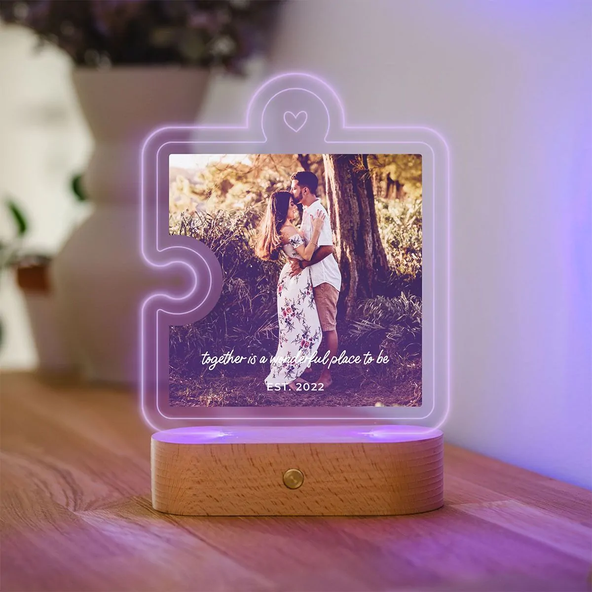 Lampada LED Personalizzata Puzzle con Foto e Testo
