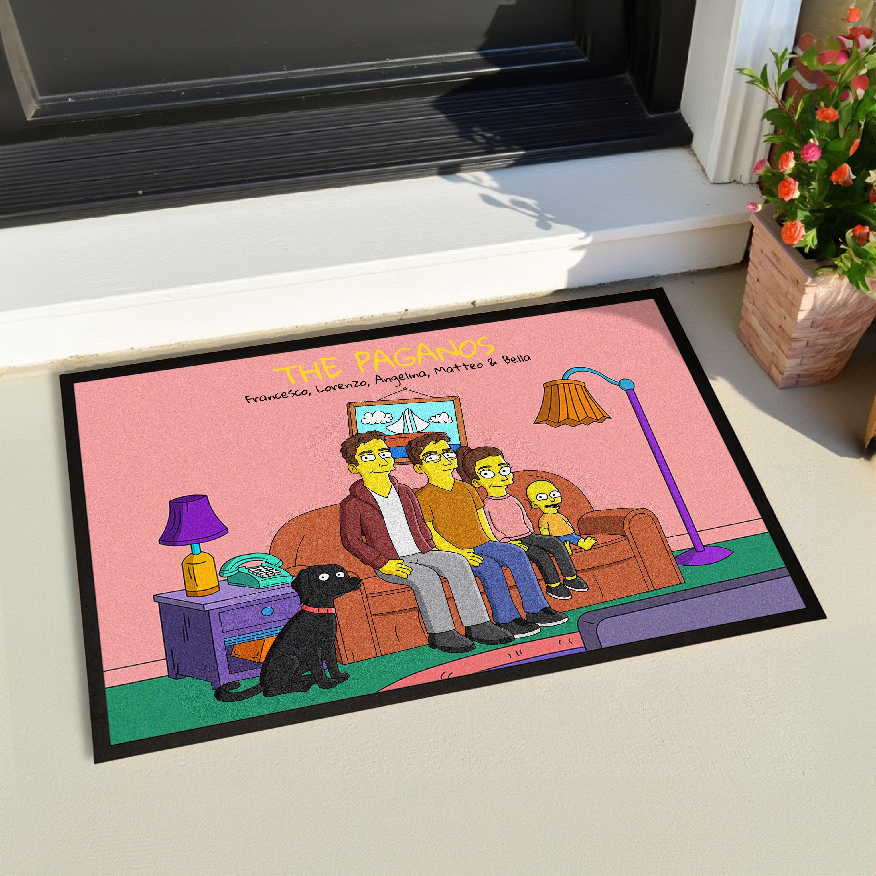Zerbino Personalizzato con Illustrazione Famiglia di Cartoni Animati