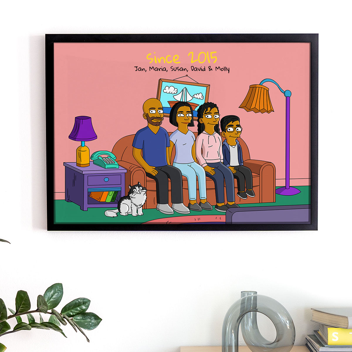 Quadro Personalizzato Illustrazione di Famiglia Cartoni Animati