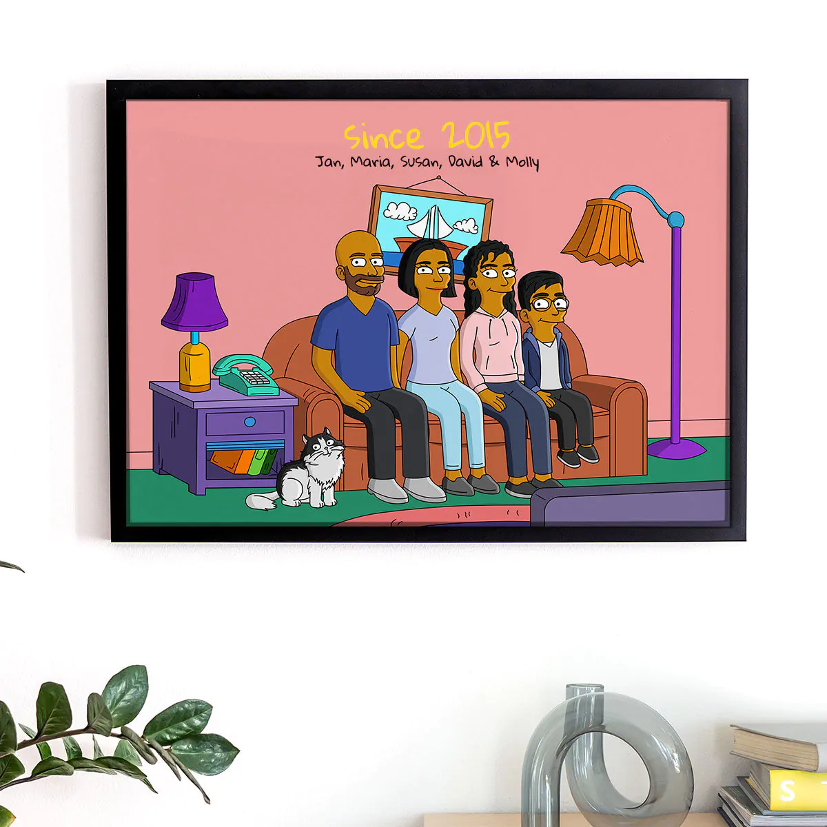 Quadro Personalizzato Illustrazione di Famiglia Cartoni Animati