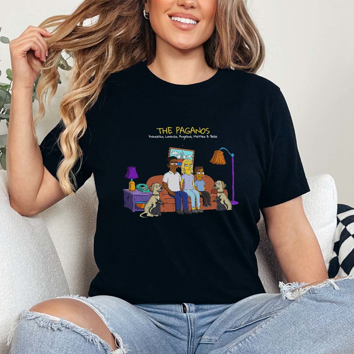 Maglietta Personalizzata - Illustrazione Famiglia Cartone Animato