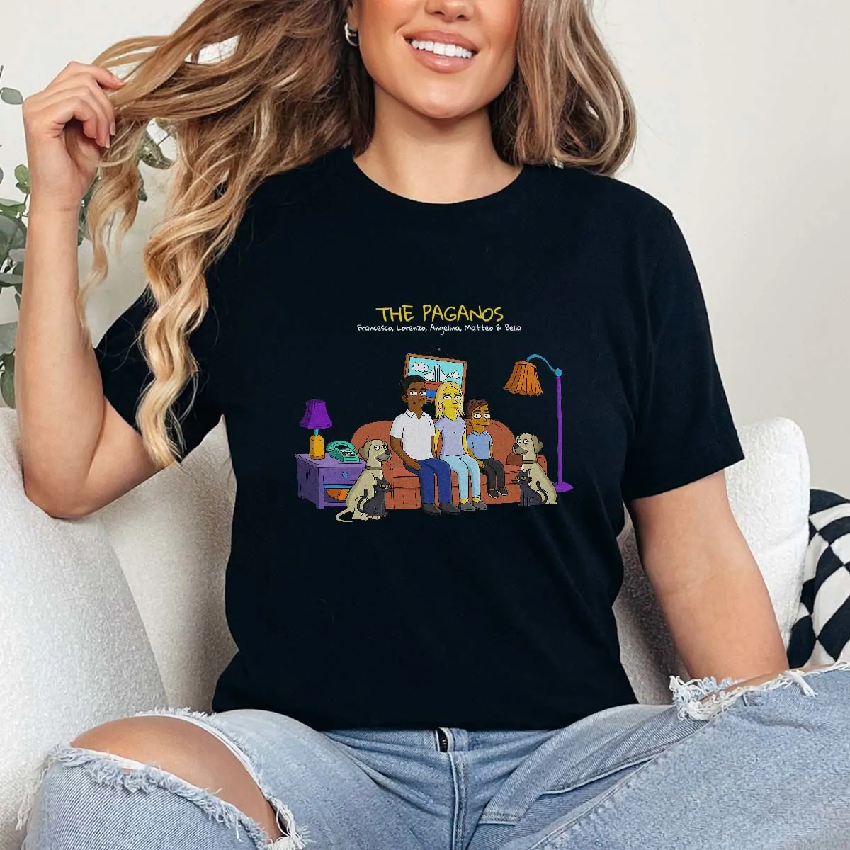 Maglietta Personalizzata - Illustrazione Famiglia Cartone Animato