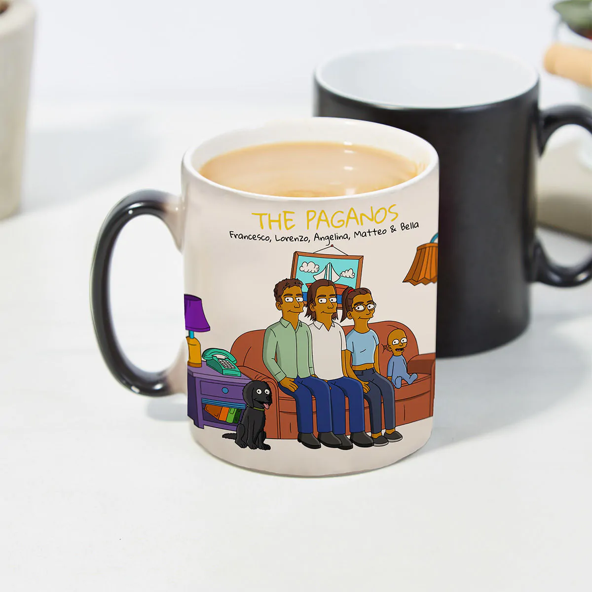 Tazza Personalizzata con Illustrazione della Famiglia dei Cartoni Animati