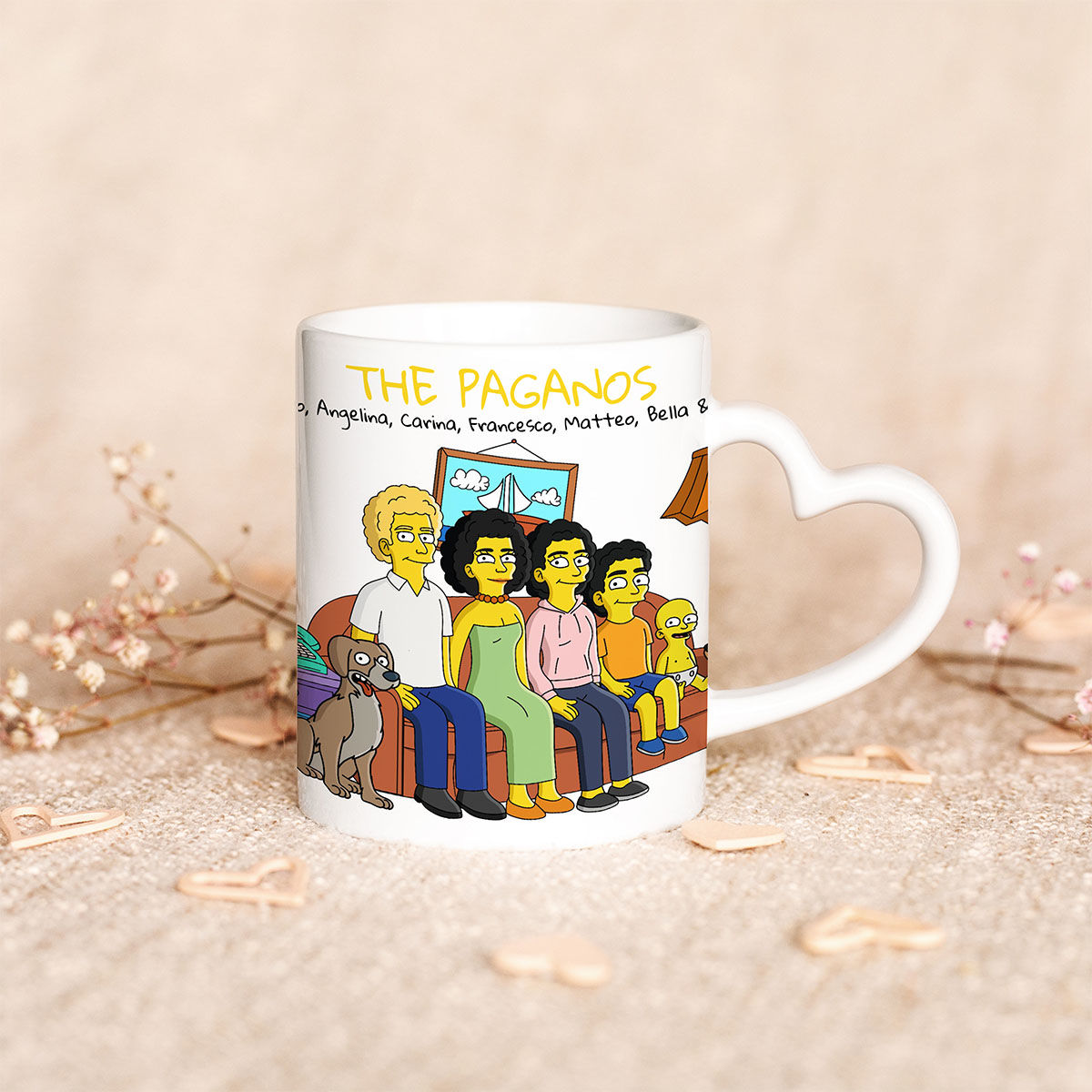 Tazza Personalizzata con Illustrazione della Famiglia dei Cartoni Animati