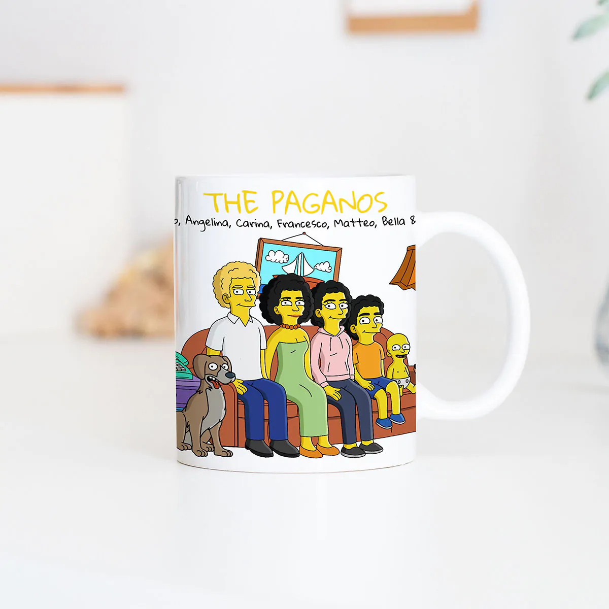 Tazza Personalizzata con Illustrazione della Famiglia dei Cartoni Animati
