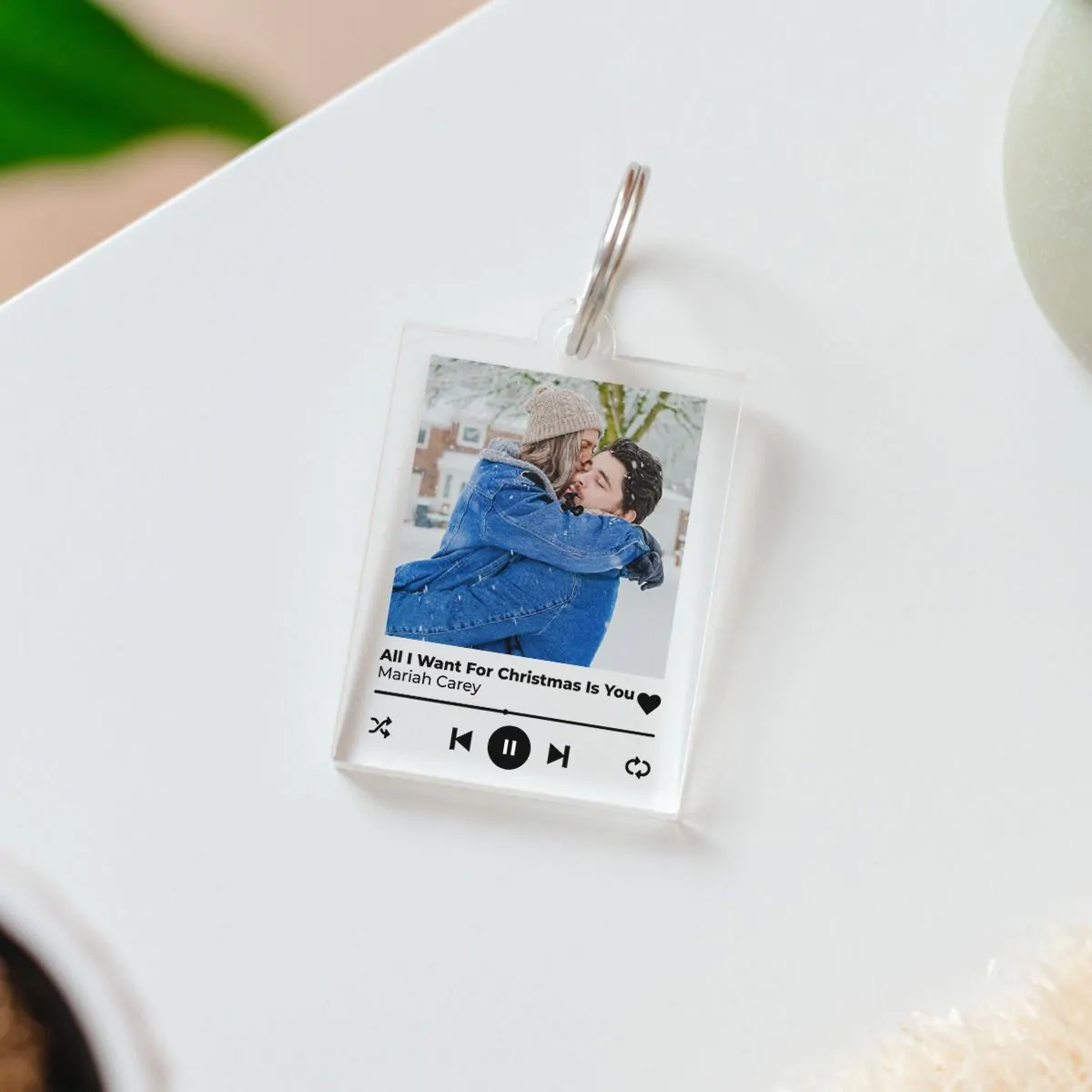 Portachiavi Personalizzato in Acrilico con Foto e Canzone